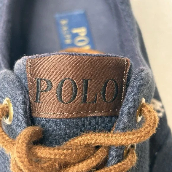 Polo Ralph Lauren Mens 10D Forestmont II Lace Up Sneakers‎ Shoes Navy Blue - Picture 8 of 10
